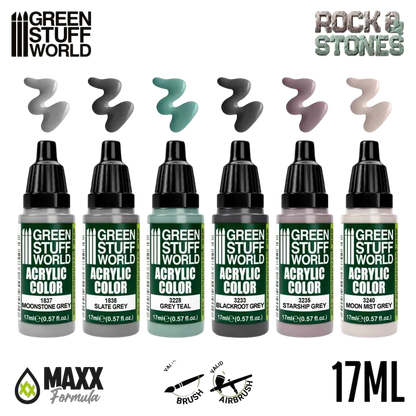 Green Stuff World for Models and Miniatures Paint Set - Rock & Stones 10202