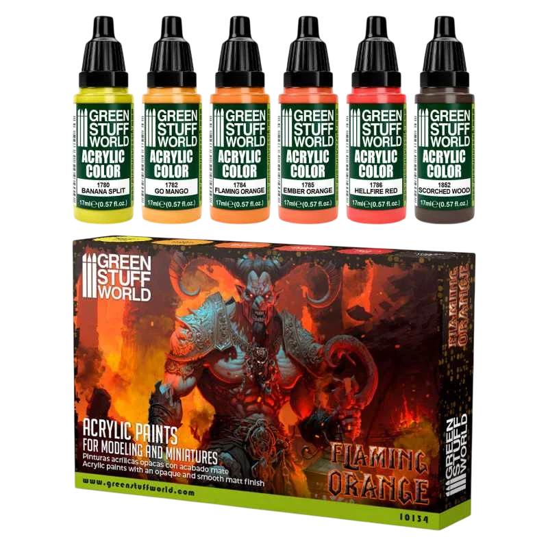 Green Stuff World for Models and Miniatures Paint Set – Paint Set - Flaming Orange 10134