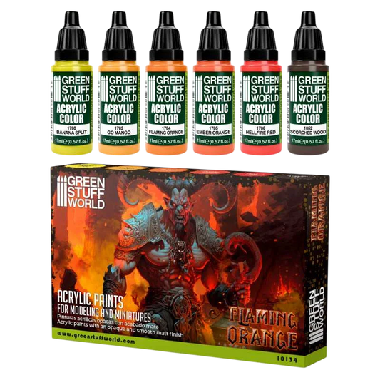 Green Stuff World for Models and Miniatures Paint Set – Paint Set - Flaming Orange 10134