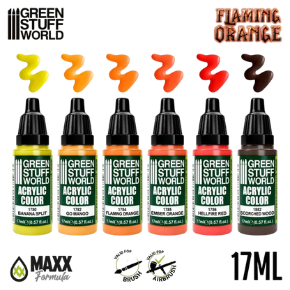 Green Stuff World for Models and Miniatures Paint Set – Paint Set - Flaming Orange 10134