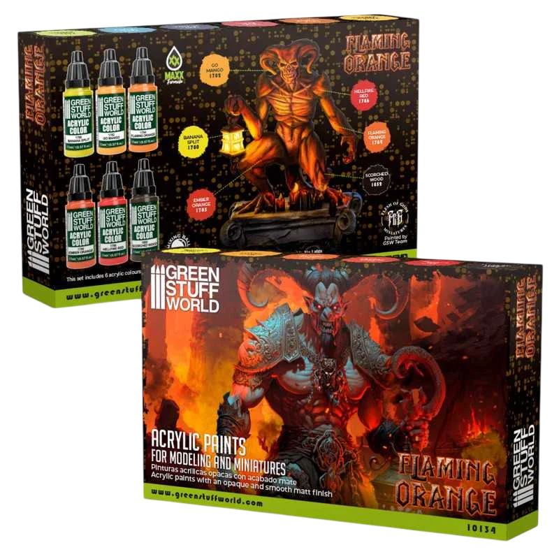 Green Stuff World for Models and Miniatures Paint Set – Paint Set - Flaming Orange 10134