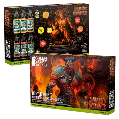 Green Stuff World for Models and Miniatures Paint Set – Paint Set - Flaming Orange 10134