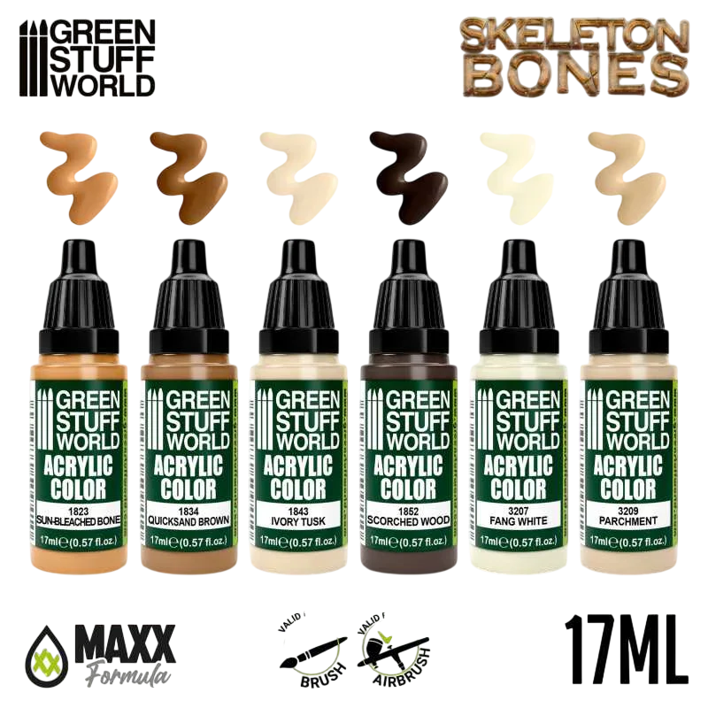 Green Stuff World for Models and Miniatures Paint Set – Skeleton Bones 11744