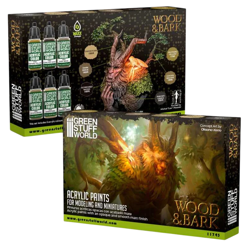 Green Stuff World for Models and Miniatures Paint Set – Wood & Bark 11745