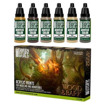 Green Stuff World for Models and Miniatures Paint Set – Wood & Bark 11745