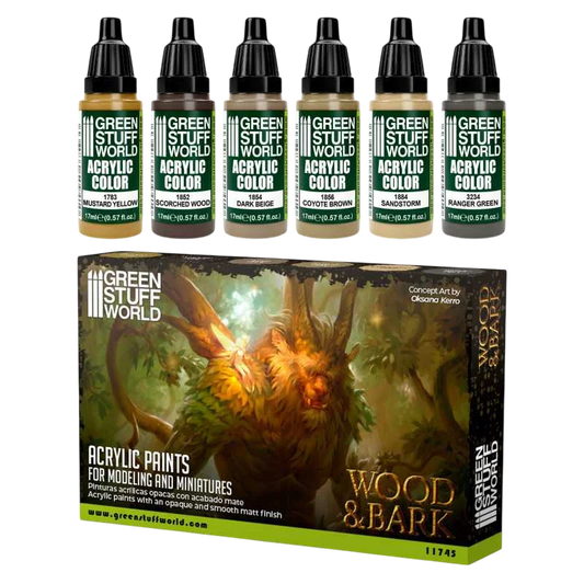 Green Stuff World for Models and Miniatures Paint Set – Wood & Bark 11745
