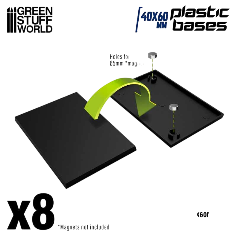 Green Stuff World for Models and Miniatures Plastic Rectangular Bases 40x60mm 12877