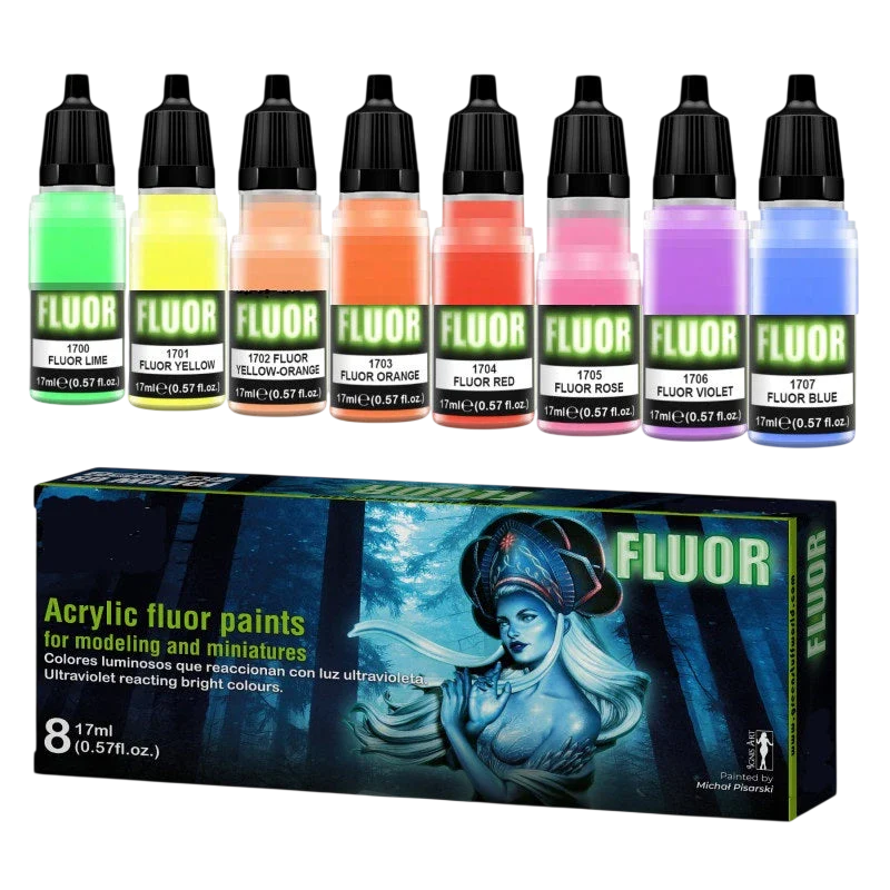 Green Stuff World for Models and Miniatures Set of 8 Fluor Paints 9353