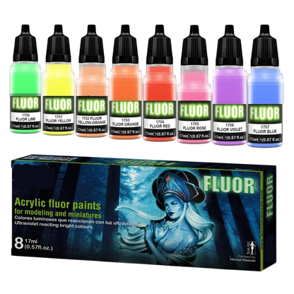 Green Stuff World for Models and Miniatures Set of 8 Fluor Paints 9353