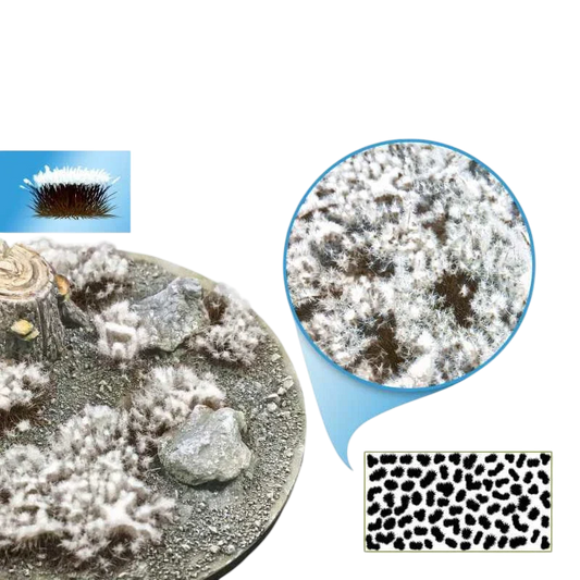 Green Stuff World for Models and Miniatures Shrubs Tufts 6mm Frosted Snow – Burnt 11787