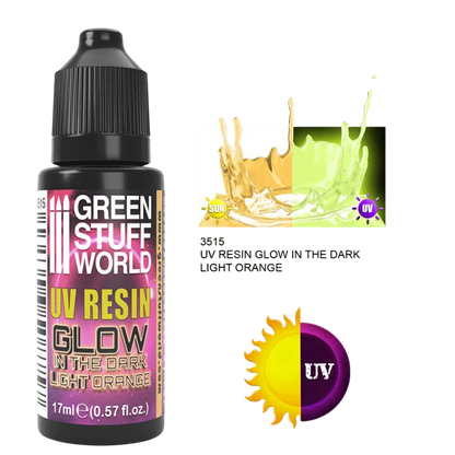 Green Stuff World for Models and Miniatures UV Resin - Glow in The Dark Light Orange 3515