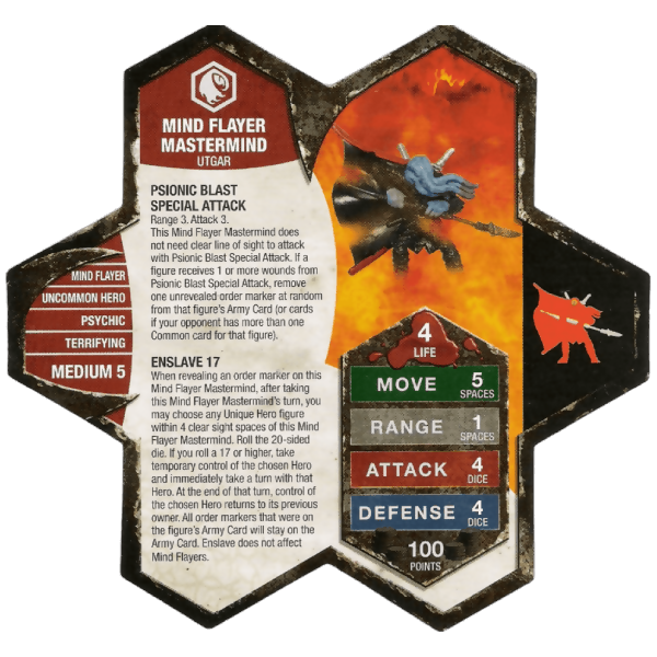 Mind Flayer Mastermind Army Card from Heroscape Expansion Set: Warriors of Eberron (Wave D2)