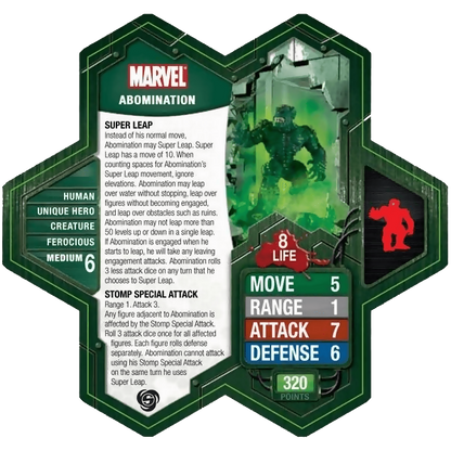 Abomination Prepainted Miniature's Army Card From Heroscape Marvel: The Conflict Begins on Wargame Trader