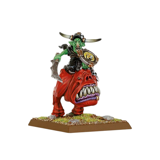 Night Goblin Warboss on Great Cave Squig (Unpainted) (Assembled)