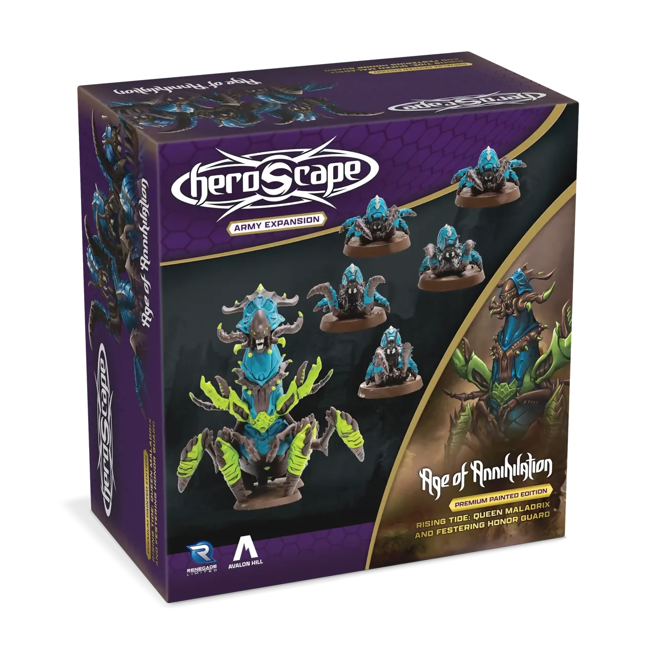 Queen Maladrix & Festering Honor Guard Miniatures and Army Cards From Heroscape Rising Tide: Prepainted (New in Box) on Wargame Trader