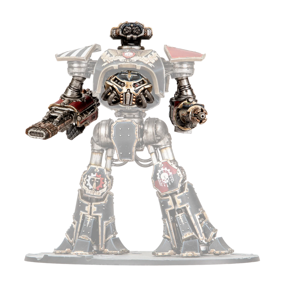 Reaver Titan Weapons: Graviton Obliterator, Volkite Annihilator, Vulcan Mega-Bolter, and Conversion Beam Dissolutor (Unpainted) (Assembled)