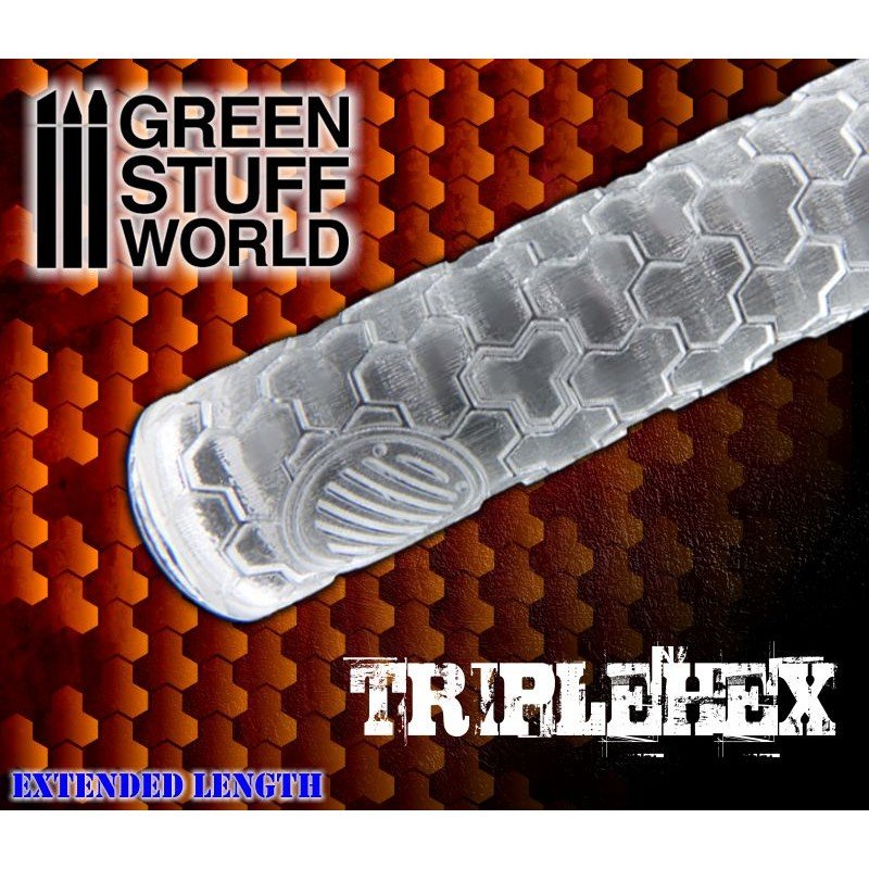 Green Stuff World Rolling Pin Triple Hex Pattern for modeling and Dioramas 1161 - Cobbco