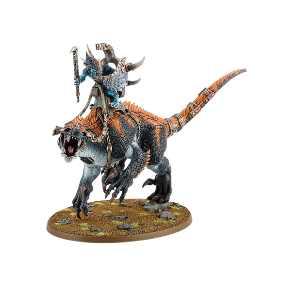 Saurus Scar-Veteran on Carnosaur (Unpainted) (Assembled)