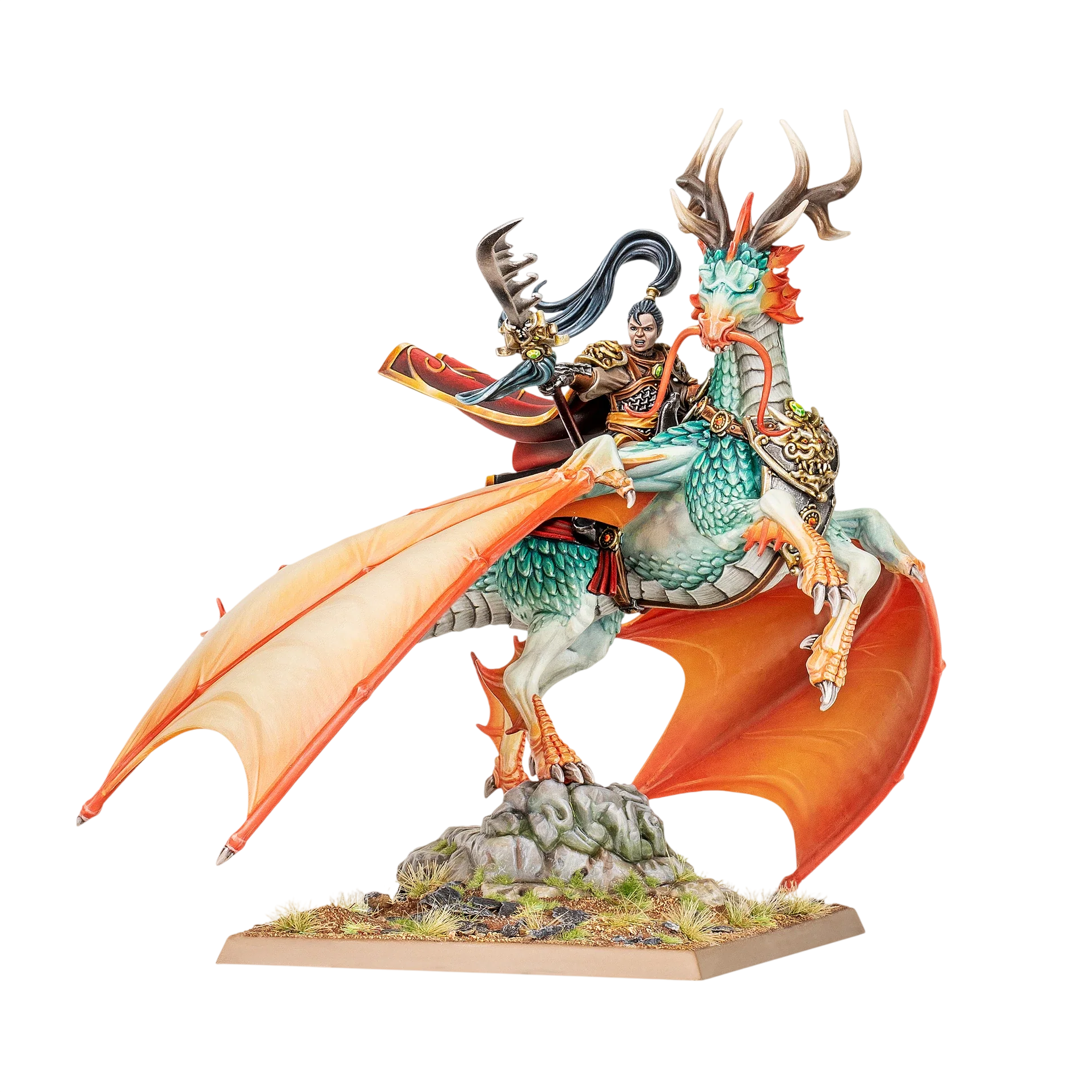 Shugengan Lord on Great Spirit Longma (Custom Painted) (Assembled) from Warhammer: The Old World