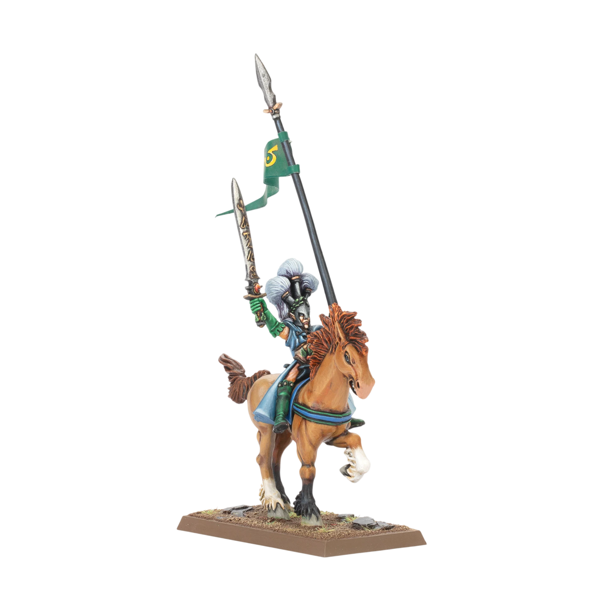 Wood Elf Noble on Elven Steed (Custom Painted) (Assembled) from Warhammer: The Old World
