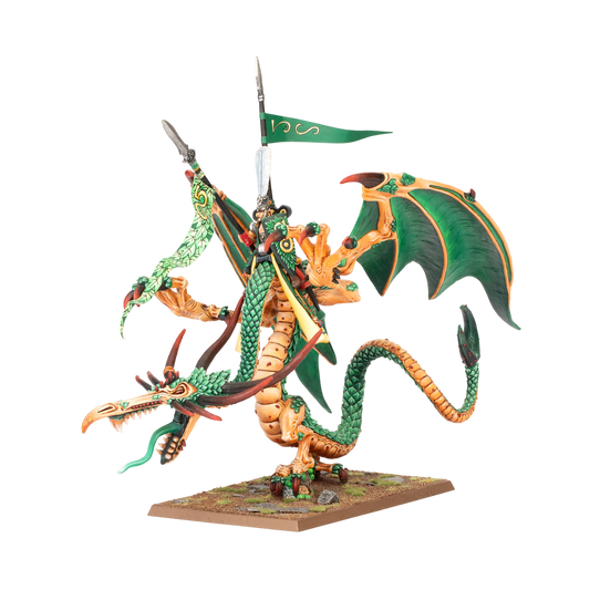 Wood Elf Noble on Forest Dragon (Custom Painted) (Assembled) from Warhammer: The Old World