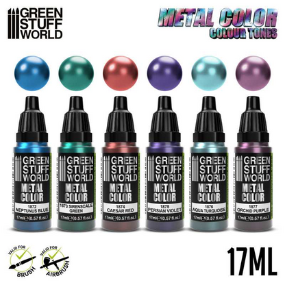 Green Stuff World Colour Metallics Paint Set 6 x 17ml - 9912