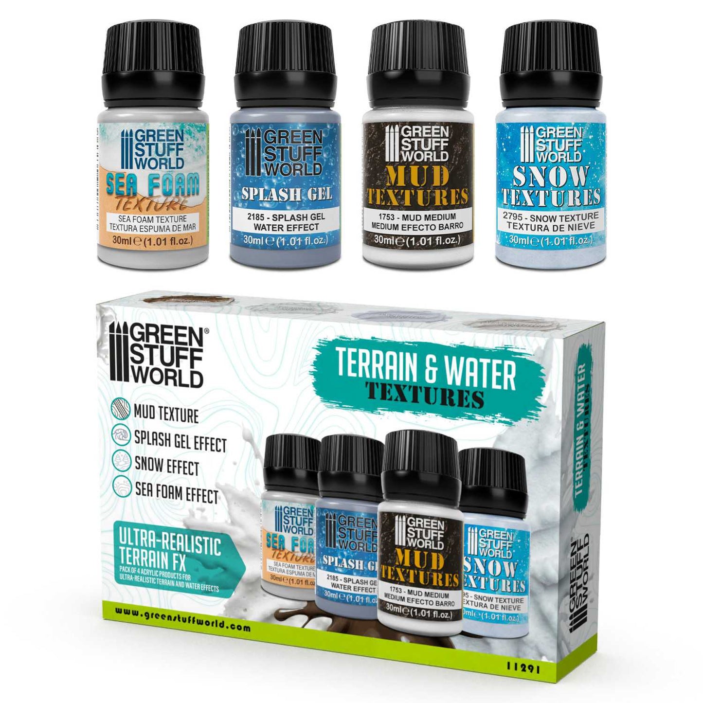 Green Stuff World Aquatic textures set 30ml for Modeling and Dioramas