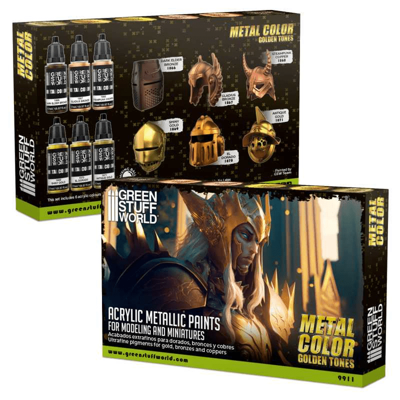 Green Stuff World Water Based Acrylic Paint Metal Color Set - Gold 9911 - Cobbco