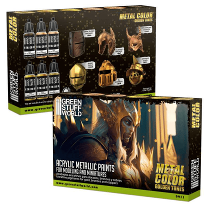 Green Stuff World Water Based Acrylic Paint Metal Color Set - Gold 9911 - Cobbco