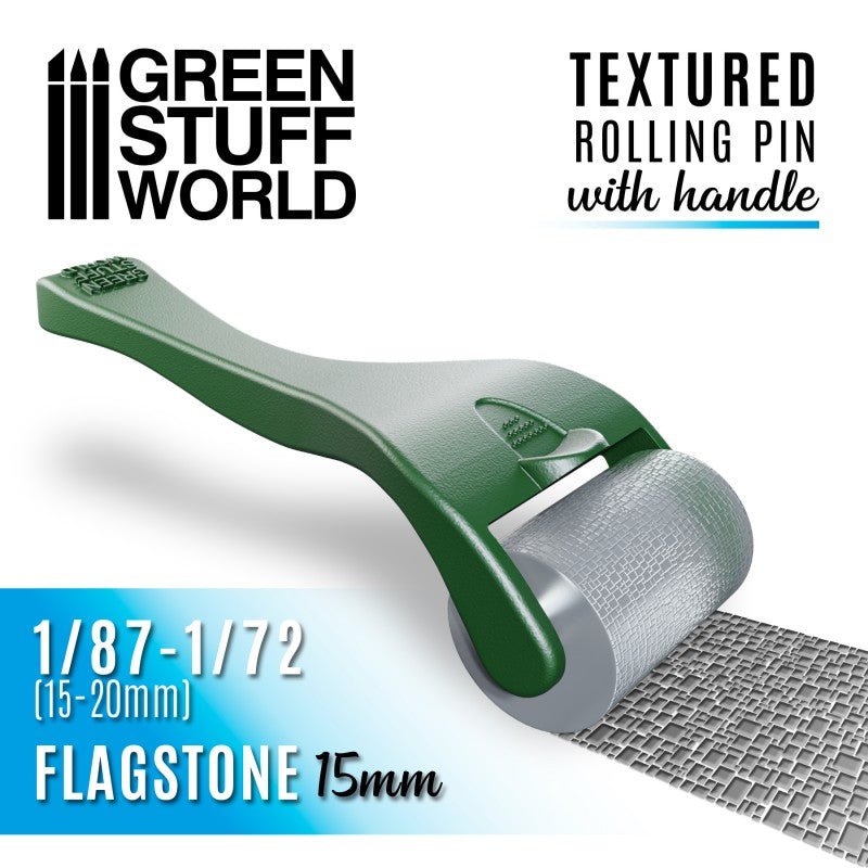 Green Stuff World - Rolling pin with Handle - Flagstone 15mm 10491 - Cobbco