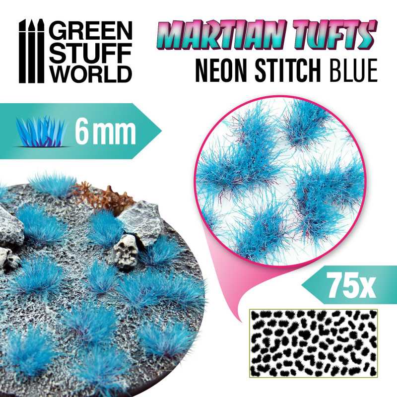 Green Stuff World Martian Fluorescent Modeling Tufts - Neon Stitch Blue 10685 - Cobbco