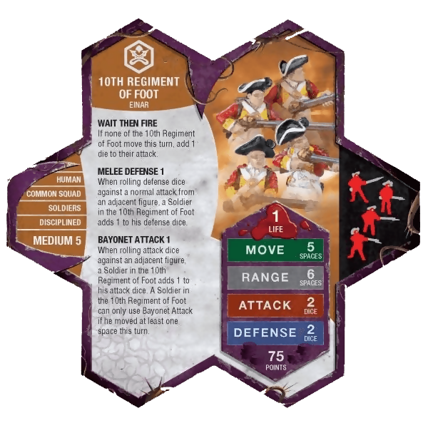 10th Regiment of Foot Army Card From Heroscape Expansion Set: Defenders of Kinsland on Wargame Trader