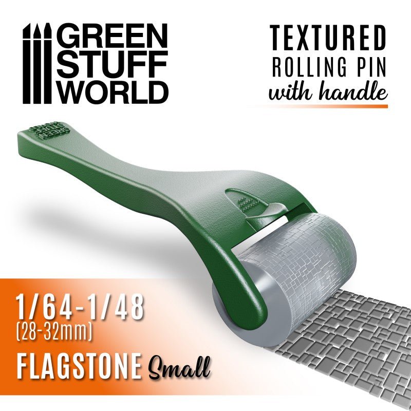 Green Stuff World - Rolling pin with Handle - Flagstone Small 10492 - Cobbco