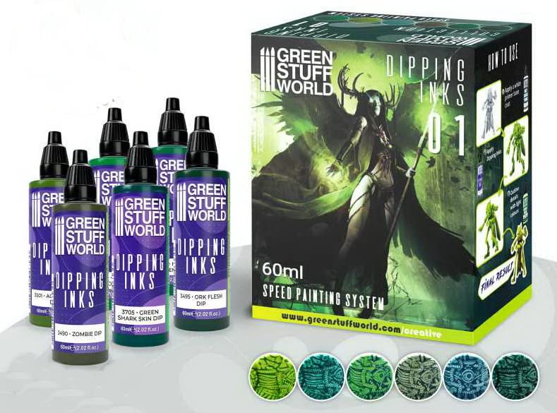 Green Stuff World Paint Set 11693 - Dipping Ink Contrast Paint Collection 01 - Cobbco