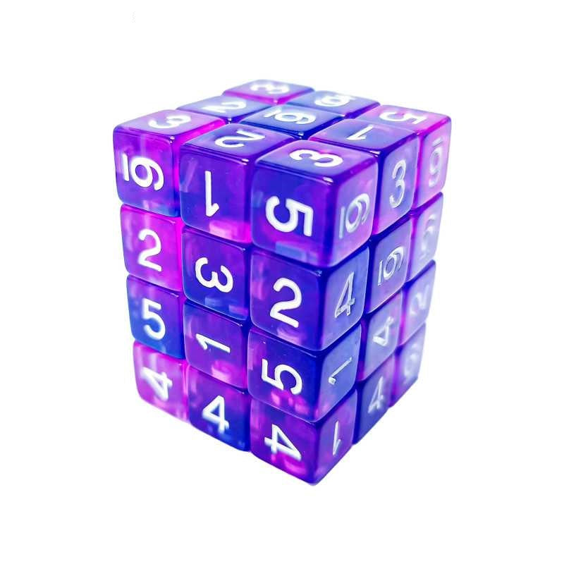 Green Stuff World D6 12mm Dice - Clear Blue/Purple 3384