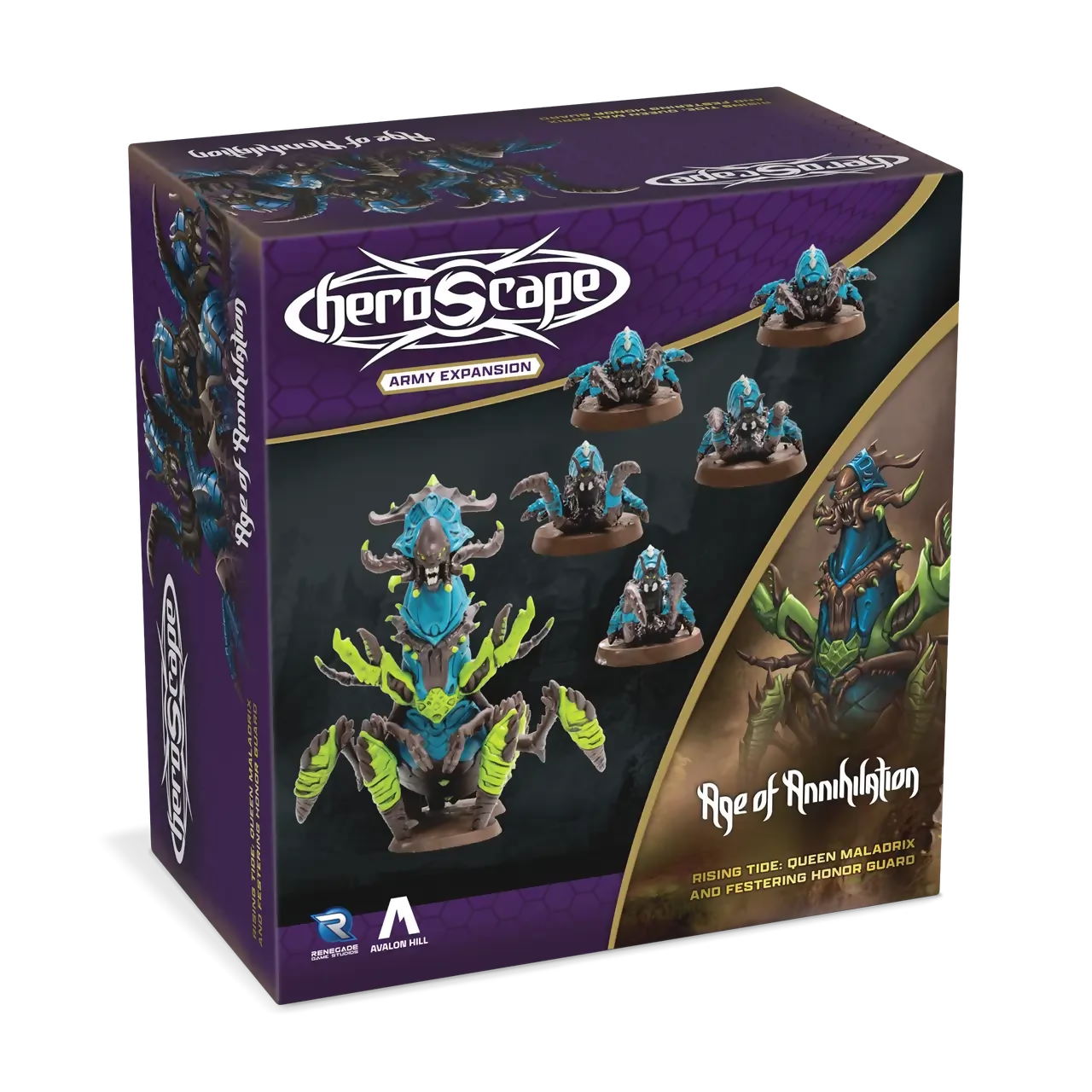 Queen Maladrix & Festering Honor Guard Miniatures and Army Cards From Heroscape Rising Tide: Unpainted (New in Box)