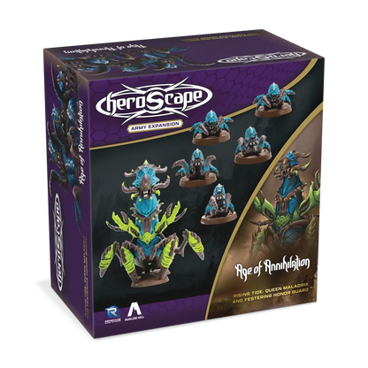 Queen Maladrix & Festering Honor Guard Miniatures and Army Cards From Heroscape Rising Tide: Unpainted (New in Box)