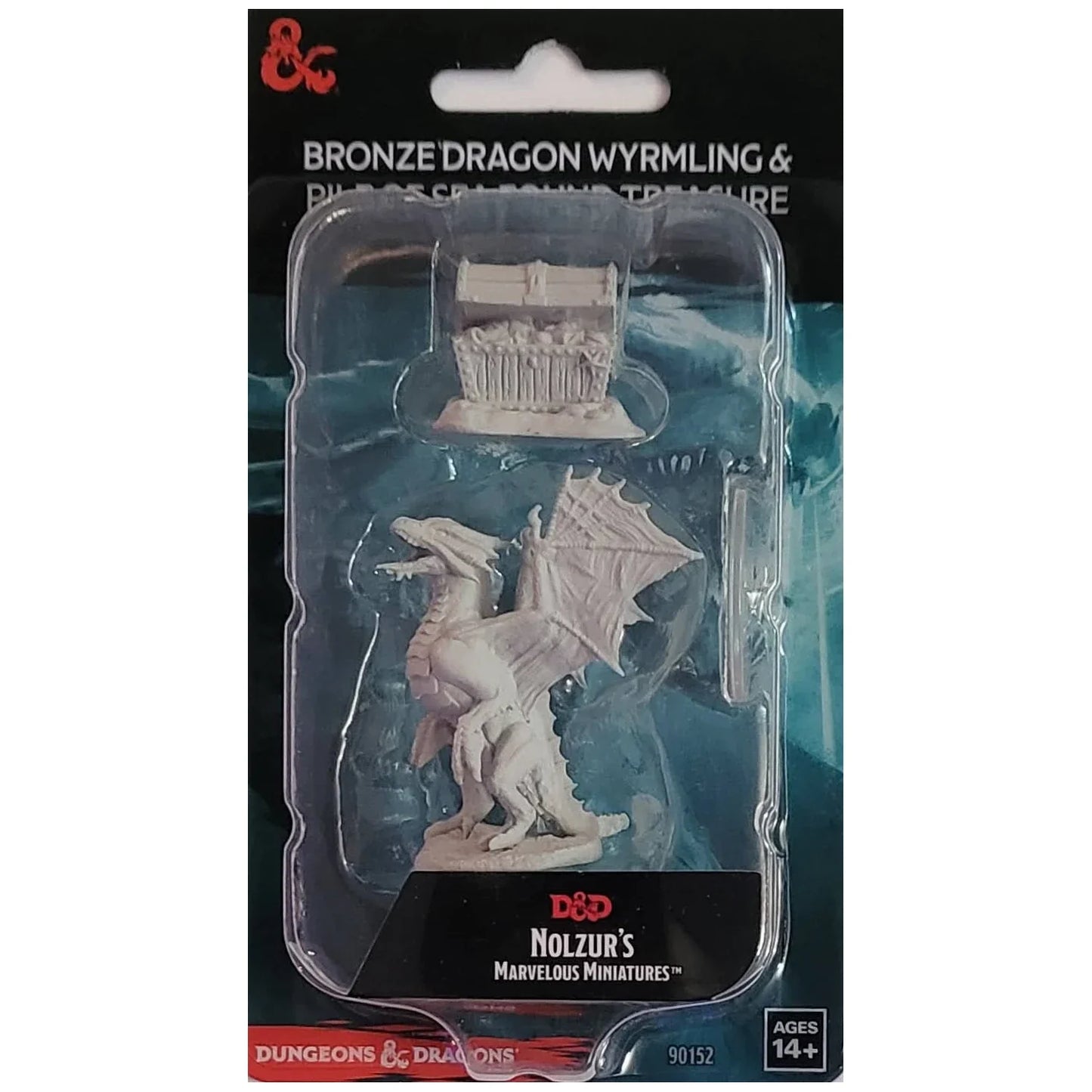 Bronze Dragon Wyrmling & Pile of Sea found Treasure (Unpainted)