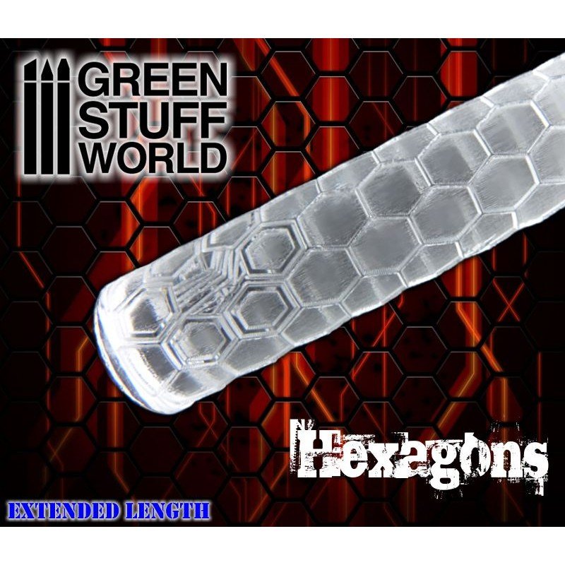 Green Stuff World Rolling Pin Hexagons For Modeliing and Dioramas 1160 - Cobbco