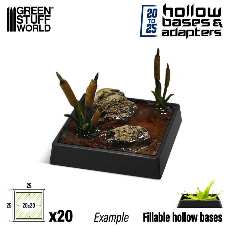 Green Stuff World 20mm to 25mm Adapter Plastic Square Bases - Black 11436