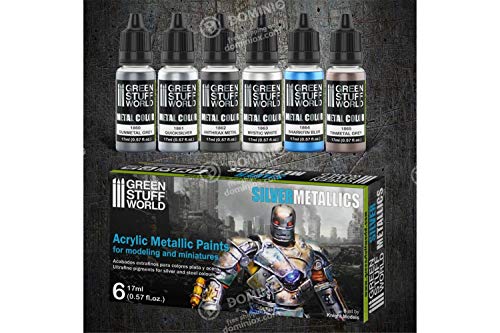 Green Stuff World Metallic Paints Set - Silver 9910