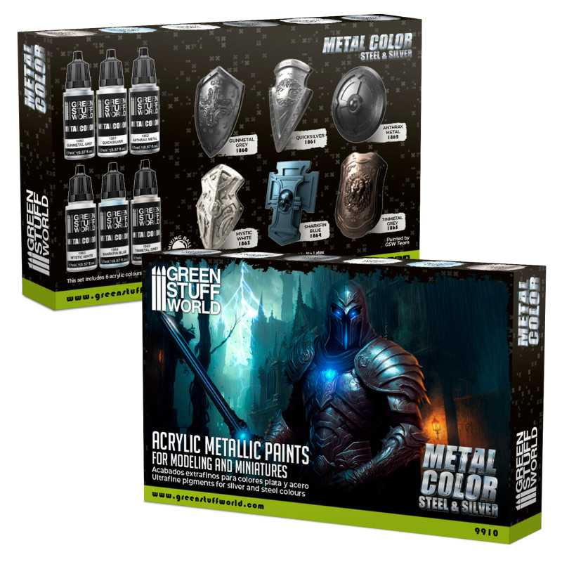 Green Stuff World Metallic Paints Set - Silver 9910