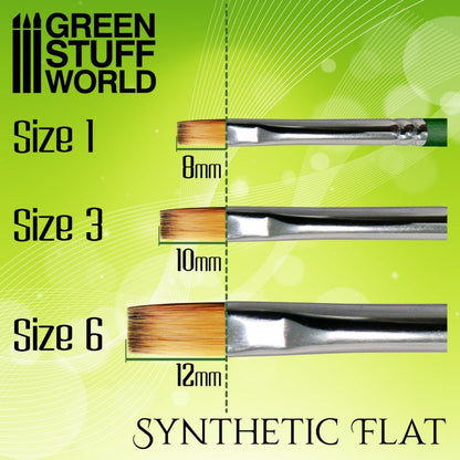 Green Stuff World Green Series Flat Synthetic Brush - Size 6 for Miniatures 2456 - Cobbco