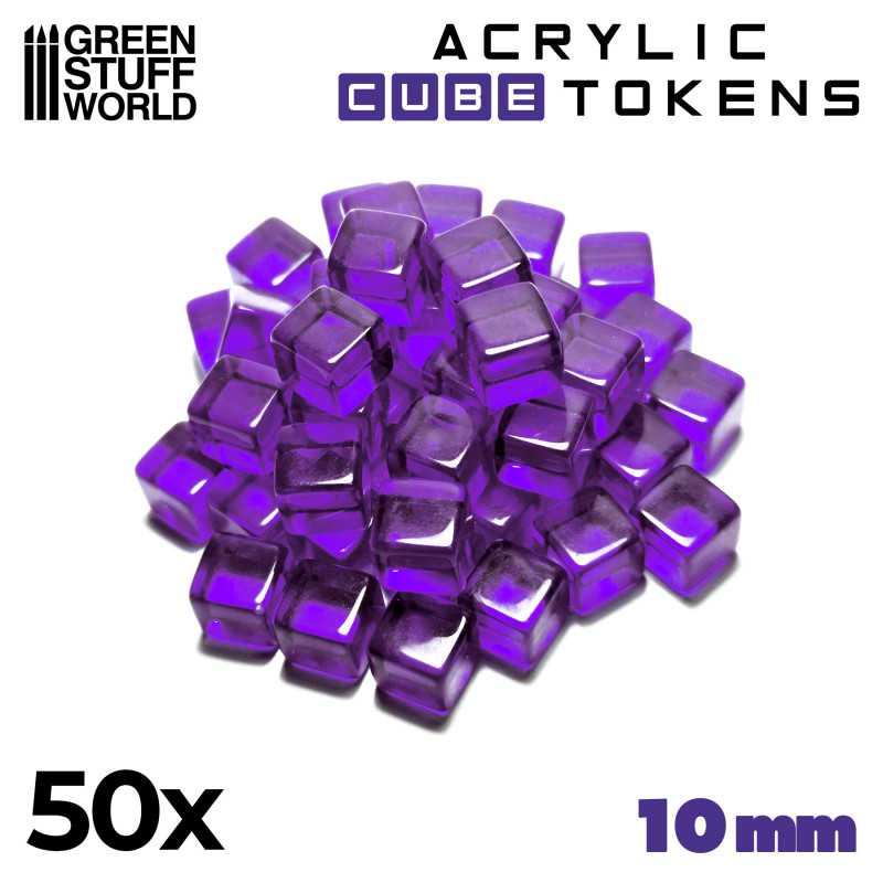 Green Stuff World Gaming Tokens x50 - Purple Cubes 10mm 3785 - Cobbco