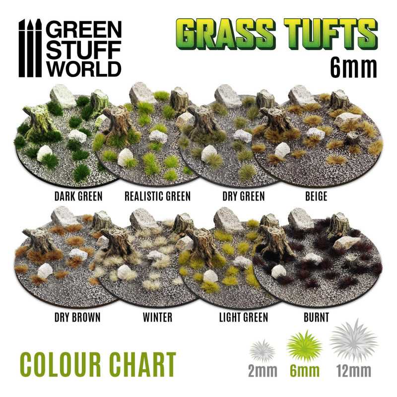 Green Stuff World for Models & Miniatures: Grass Tufts 6mm Burnt 10663 - Cobbco