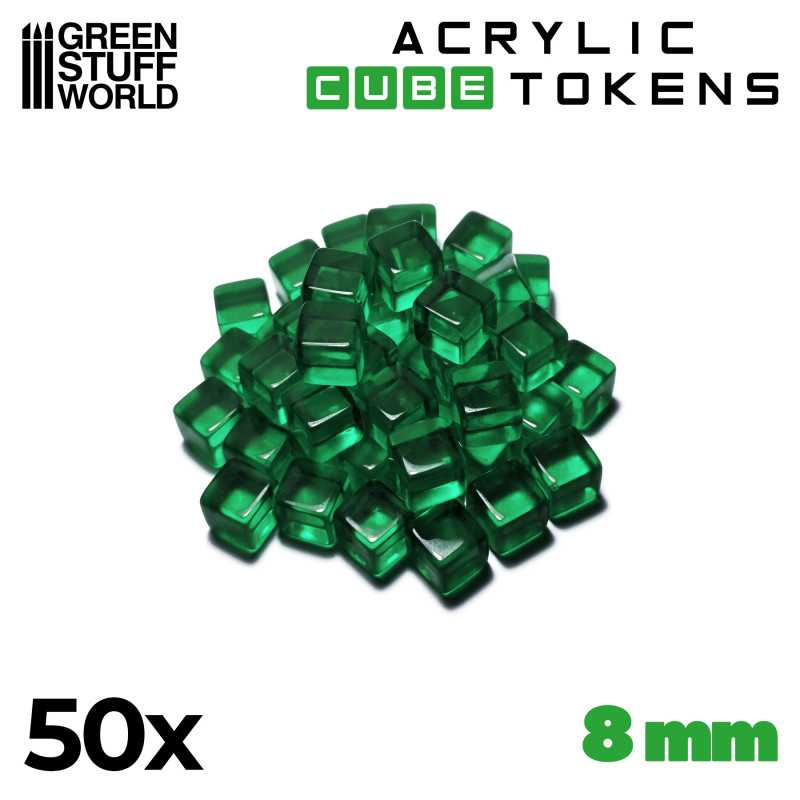 Green Stuff World for Models & Miniatures Green Cube Tokens 8mm 3788 - Cobbco