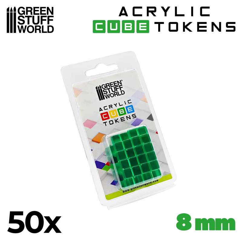 Green Stuff World for Models & Miniatures Green Cube Tokens 8mm 3788 - Cobbco