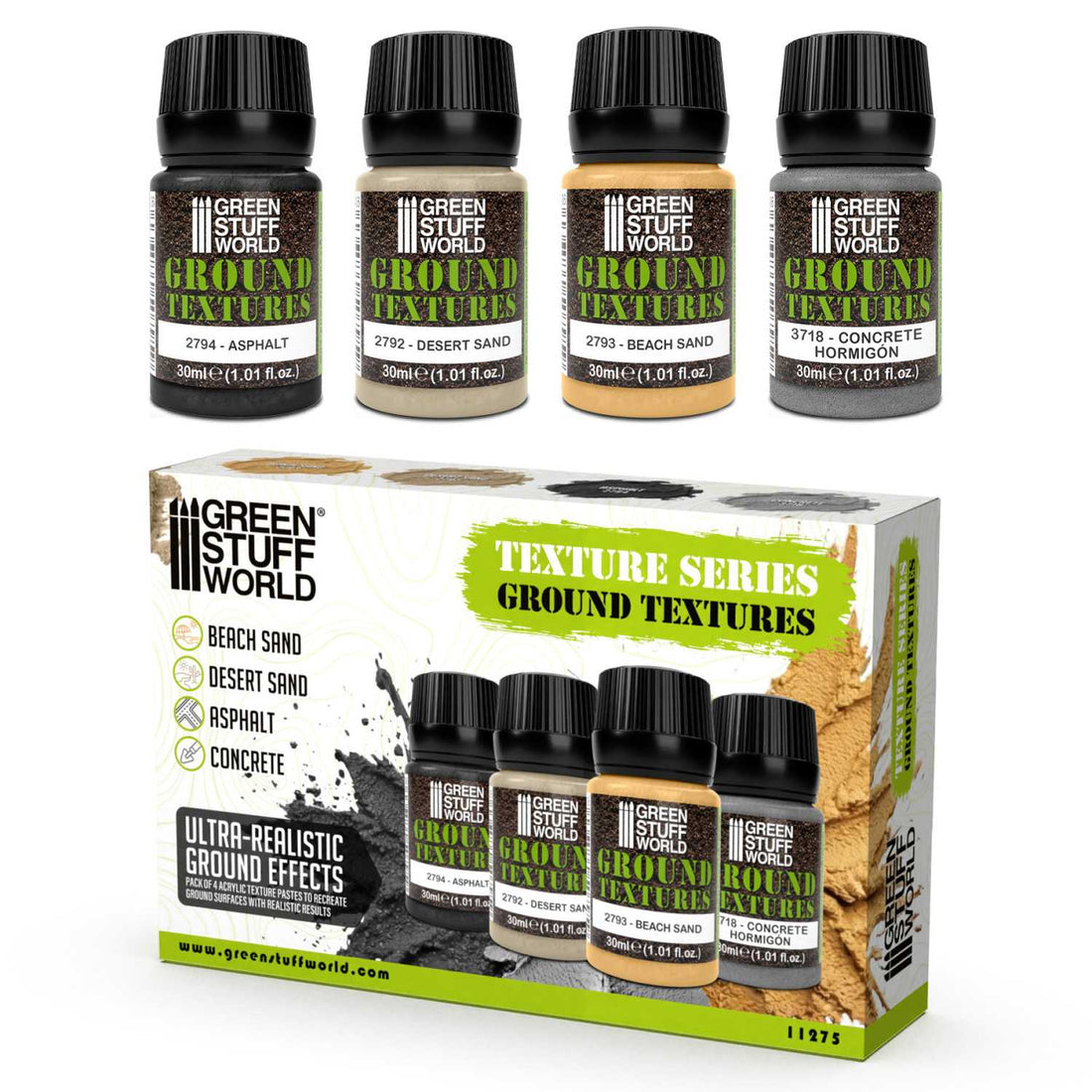 Green Stuff World Ground textures set 30ml for Modeling and Dioramas