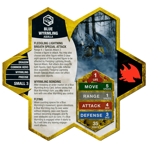 Blue Wyrmling Prepainted Miniature's Army Card From Heroscape Expansion Set: Warriors of Eberron (Wave D2) On Wargame Trader