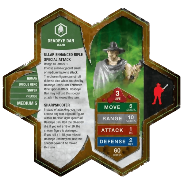 Deadeye Dan Prepainted Miniature's Army Card From Heroscape Expansion Set: Zanafor's Discovery (Wave 4) on Wargame Trader